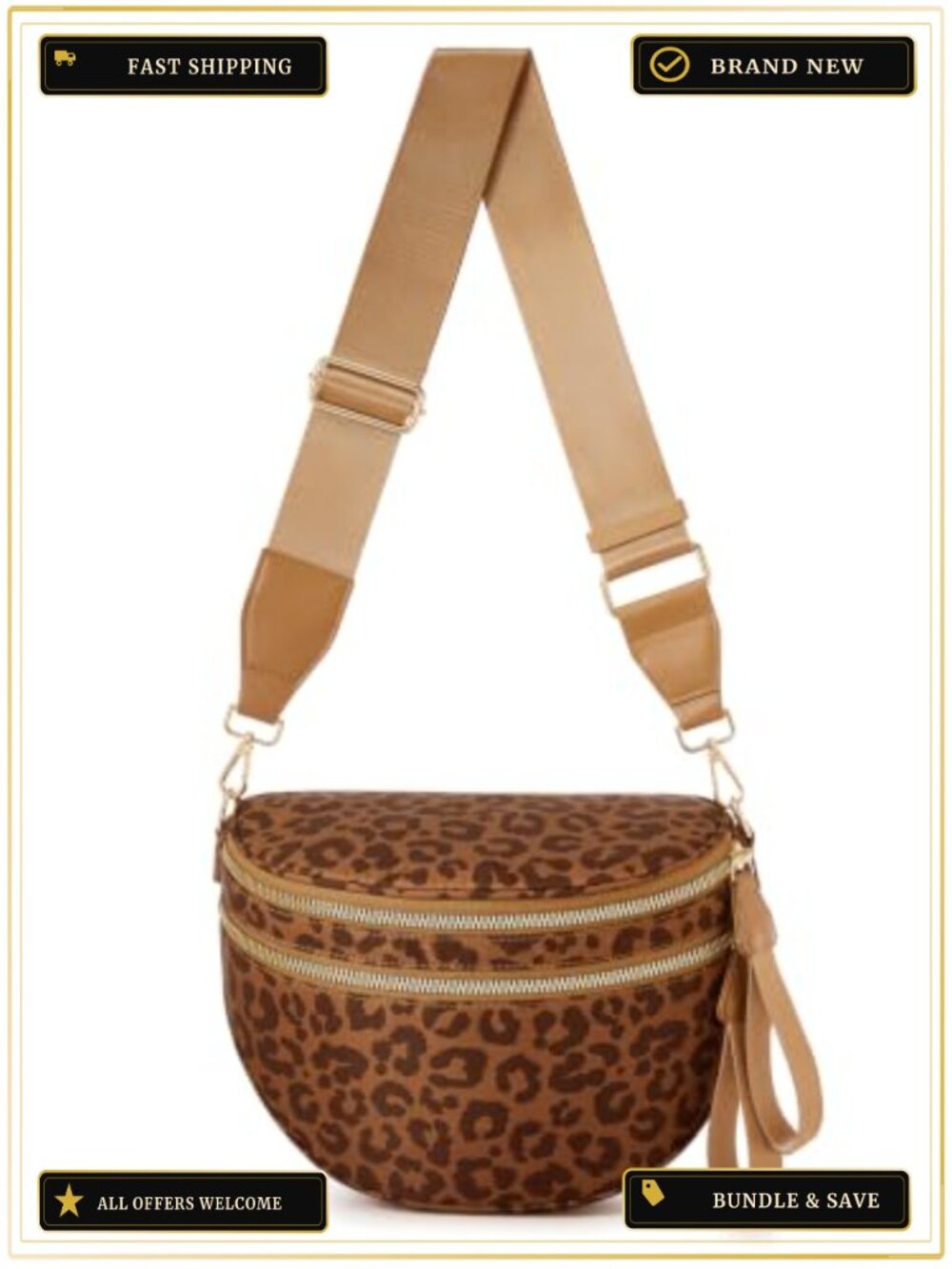 Spacious Nylon Crossbody Bag Bum Bag Handbags Purse for Women Adjustable Straps
